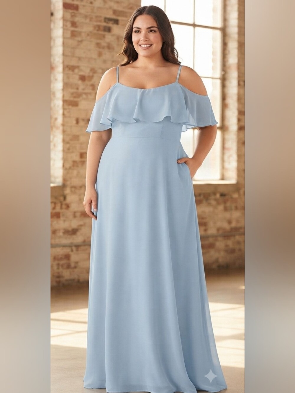 EUC Kennedy Blue Logan Plus Size Bridesmaid Dress Size 24 Light Blue Chiffon